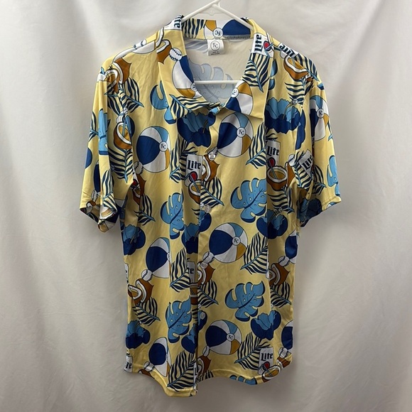 Kansas City Royals Hawaiian Button Up Shirt Size Medium Miller Light MLB - Picture 1 of 7